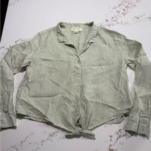 Cloth & Stone Sage 100% linen Button-Down Shirt